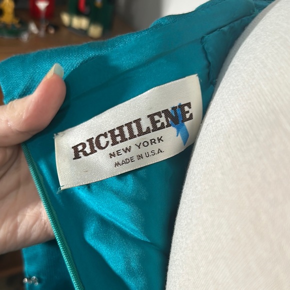 Vintage 1980’s Teal Women's Prom Dress - Picture 8 of 9